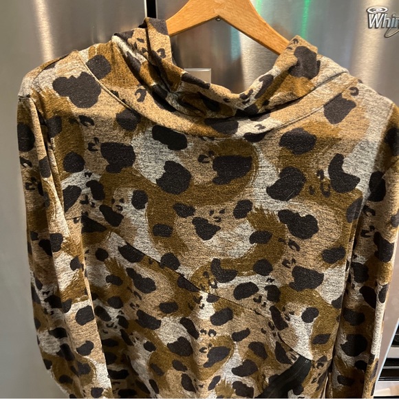 IC Connie K 1X COWL neck KNIT SWEATER olive Gray Black SPOTS Asymmetrical Hem 1X - Picture 15 of 16